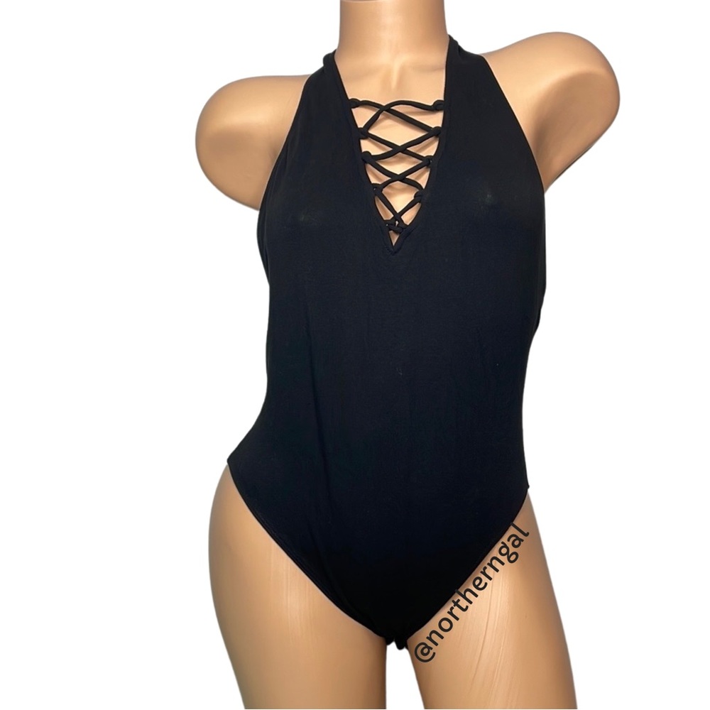 Victoria’s Secret Halter Lace-Up Bodysuit
